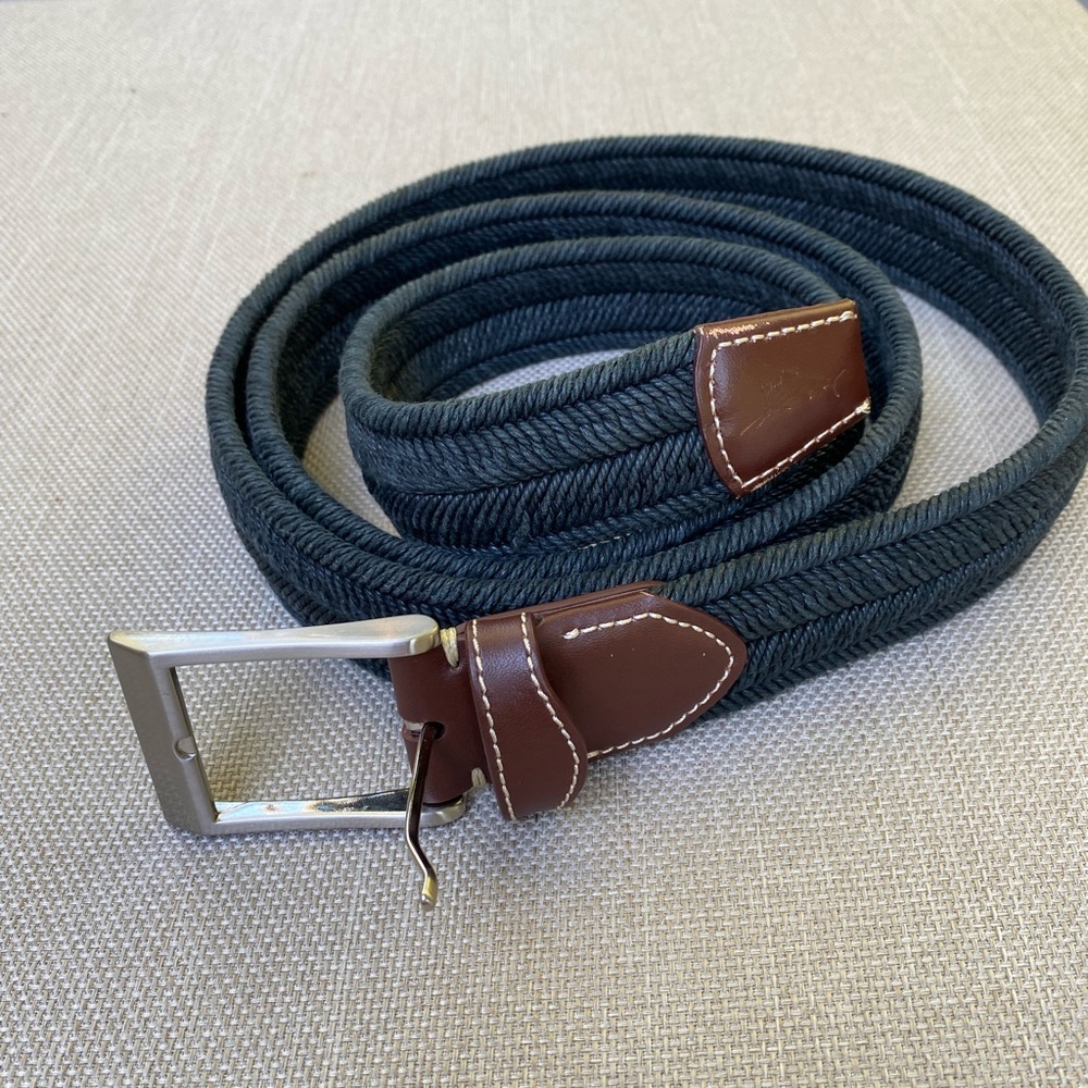 Tommy Bahama Woven Men's Black woven with Brown leather Belt 3X